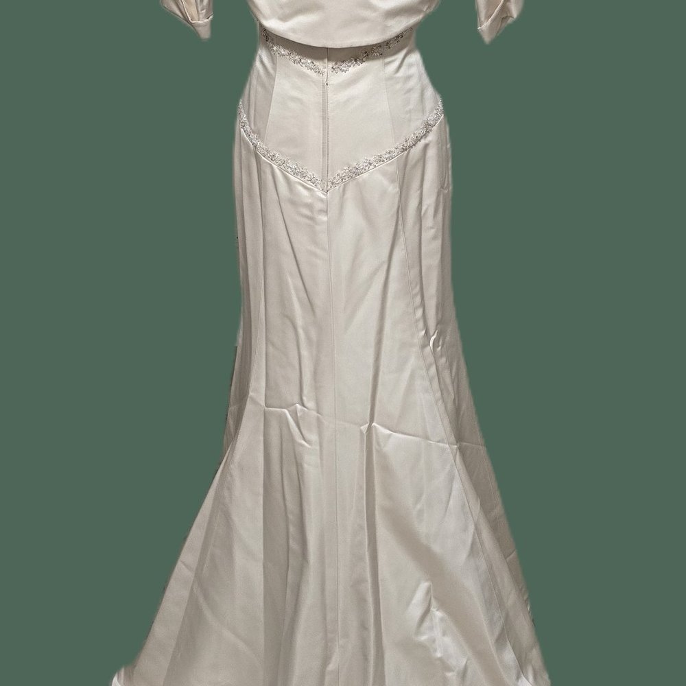 Vintage Paloma Blanca Strapless Wedding Gown with Jacket - Size 12 - Champagne - Picture 9 of 13